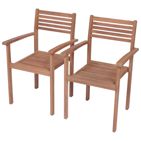 vidaXL Chaises de jardin lot de 2 avec coussins bordeaux Teck massif