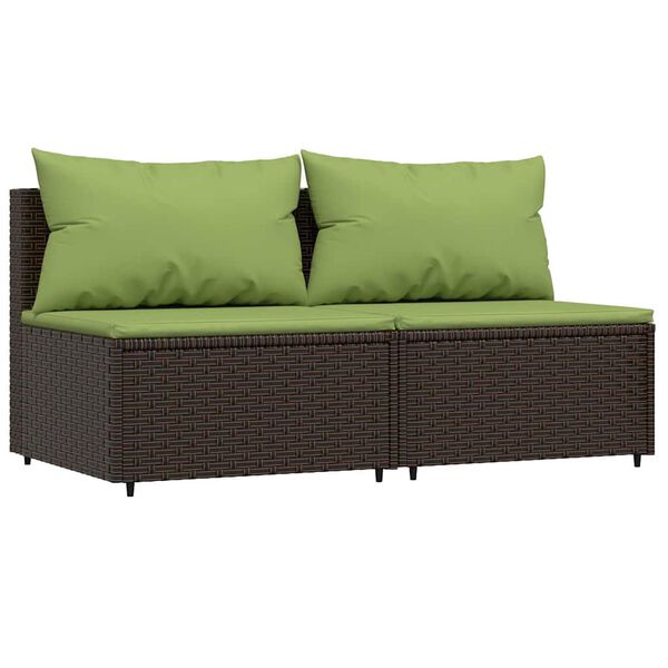vidaXL Salon de jardin 3 pcs avec coussins marron r&eacute;sine tress&eacute;e