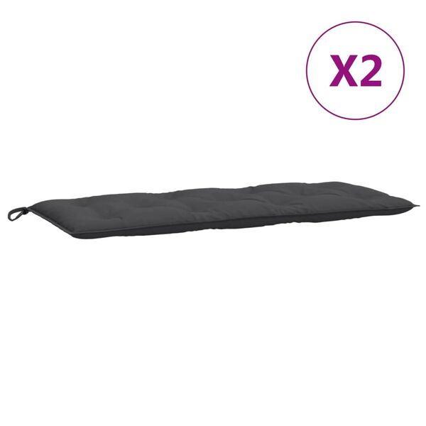 vidaXL Coussins de banc de jardin lot de 2 anthracite m&eacute;lang&eacute; tissu
