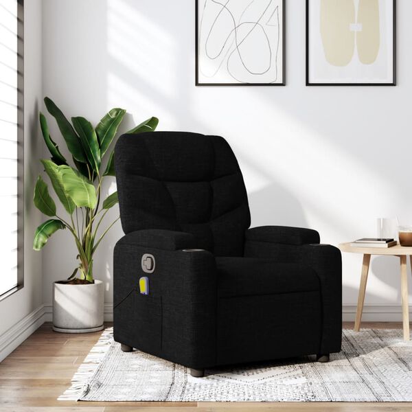 vidaXL Fauteuil inclinable de massage noir tissu