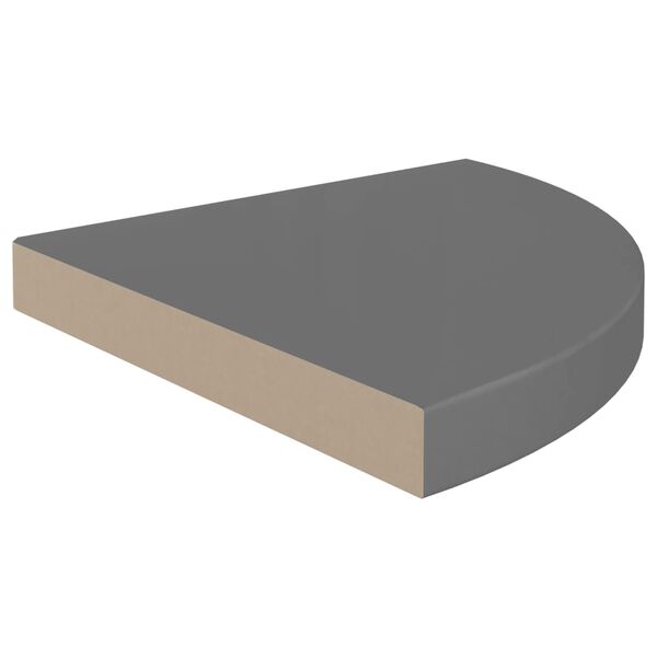 vidaXL &Eacute;tag&egrave;re d'angle flottante gris brillant 35x35x3,8 cm MDF