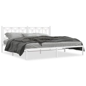 vidaXL Cadre de lit m&eacute;tal sans matelas et t&ecirc;te de lit blanc 193x203 cm