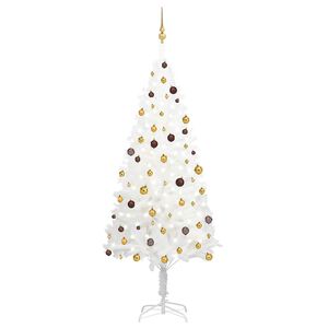 vidaXL Arbre de No&euml;l artificiel pr&eacute;-&eacute;clair&eacute; et boules blanc 240 cm