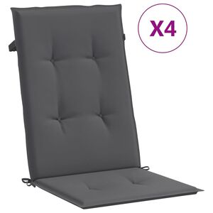 vidaXL Coussins de chaise de jardin &agrave; dossier haut lot de 4 anthracite