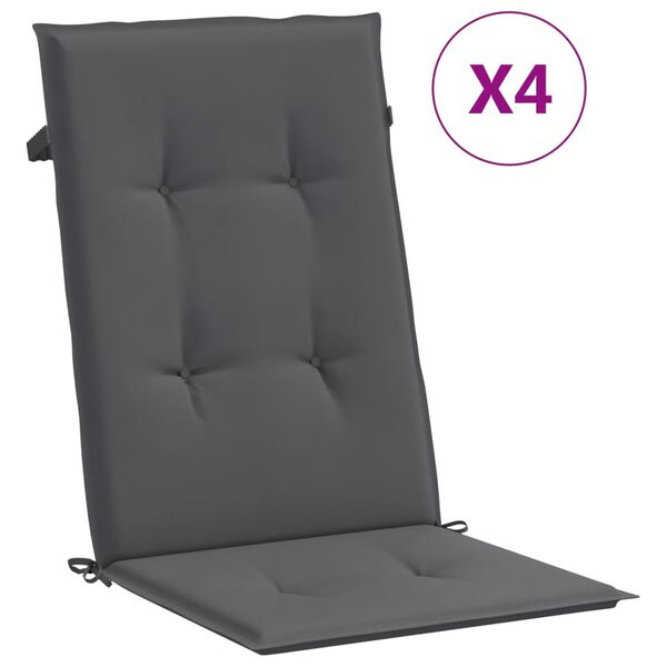 vidaXL Coussins de chaise de jardin &agrave; dossier haut lot de 4 anthracite