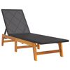 vidaXL Chaise longue Noir/marron R&eacute;sine tress&eacute;e/bois massif d'acacia