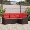 vidaXL Ensemble de Canap&eacute;s avec coussin 4 pcs Marron polyrotin