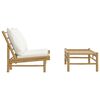 vidaXL Salon de jardin 2 pcs avec coussins blanc crème bambou