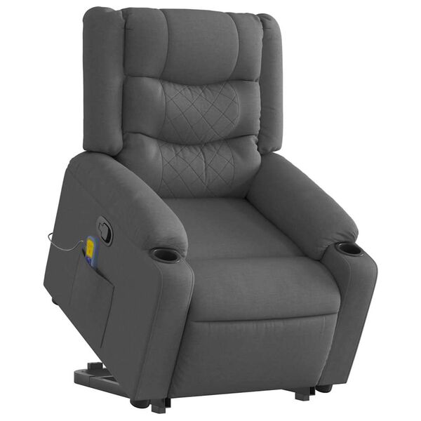 vidaXL Fauteuil inclinable de massage gris foncé tissu