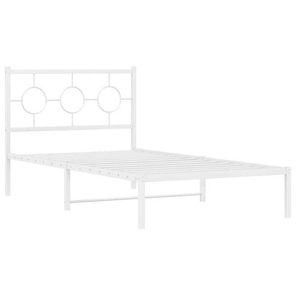 vidaXL Cadre de lit m&eacute;tal sans matelas et t&ecirc;te de lit blanc 100x200 cm