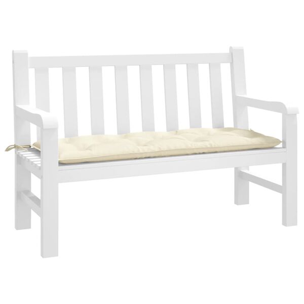 vidaXL Coussin de banc de jardin blanc cr&egrave;me 120x50x7 cm tissu oxford