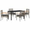 vidaXL Ensemble de salle &agrave; manger pour jardin 5 pcs Gris et Noir Rotin