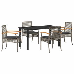 vidaXL Ensemble de salle &agrave; manger pour jardin 5 pcs Gris et Noir Rotin