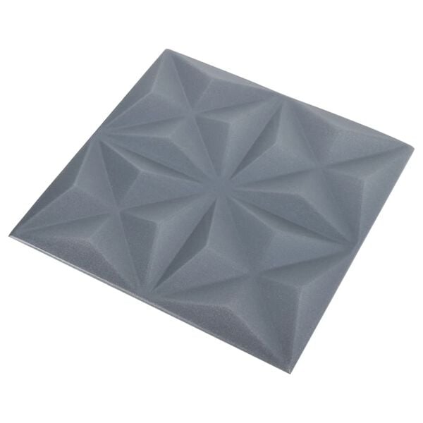 vidaXL Panneaux muraux 3D 12 pcs 50x50 cm gris origami 3 m²