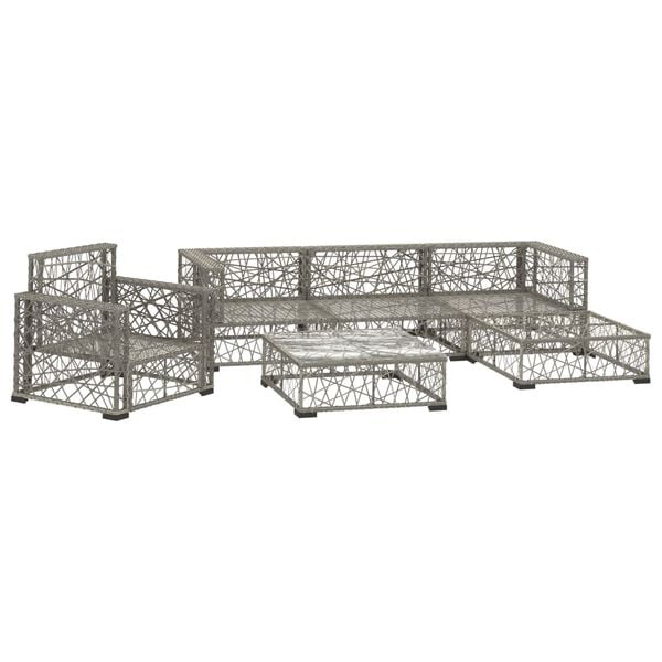 vidaXL Salon de jardin 6 pcs avec coussins r&eacute;sine tress&eacute;e gris
