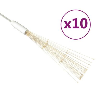 vidaXL Feux d'artifice de Noël d'extérieur 10 pcs Blanc 20 cm 1400 LED