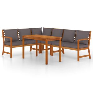 vidaXL Ensemble &agrave; manger de jardin coussins 5 pcs Bois acacia