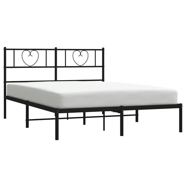 vidaXL Cadre de lit métal sans matelas avec tête de lit noir 135x190cm