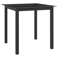 vidaXL Table de jardin Noir 80x80x74 cm Aluminium et verre