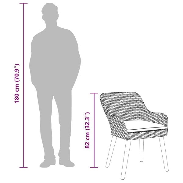 vidaXL Ensemble de salle &agrave; manger pour jardin 7 pcs Beige polyrotin