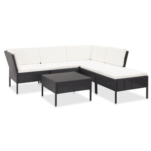 vidaXL Salon de jardin 6 pcs avec coussins R&eacute;sine tress&eacute;e Noir