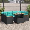 vidaXL Salon de jardin 7 pcs avec coussins noir r&eacute;sine tress&eacute;e