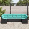 vidaXL Ensemble de canap&eacute; de jardin 7 pcs Noir et turquoise polyrotin