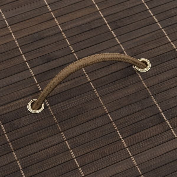 vidaXL Panier &agrave; linge rond en bambou Marron fonc&eacute;