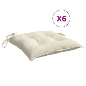 vidaXL Coussins de chaise lot de 6 blanc cr&egrave;me 50x50x7 cm tissu oxford