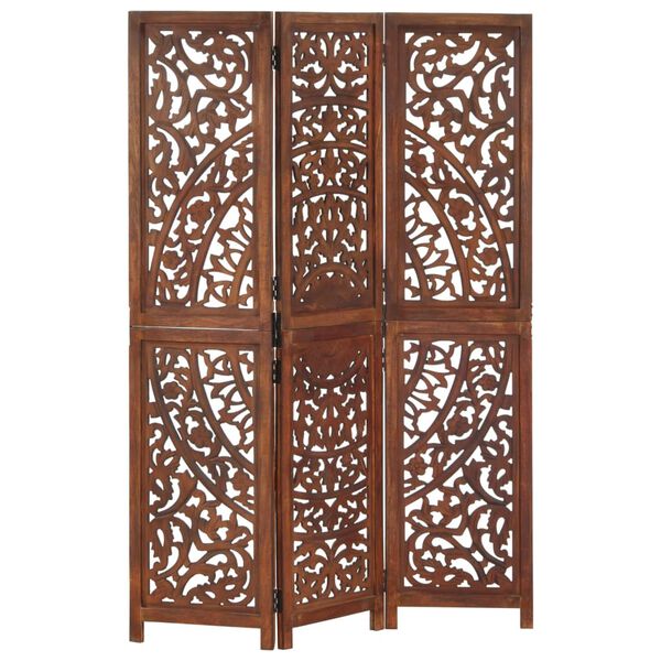 vidaXL Cloison de s&eacute;paration 3 panneaux Marron 120x165cm Bois manguier