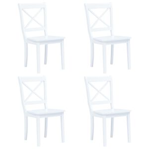 vidaXL Chaises &agrave; manger lot de 4 blanc bois d'h&eacute;v&eacute;a massif