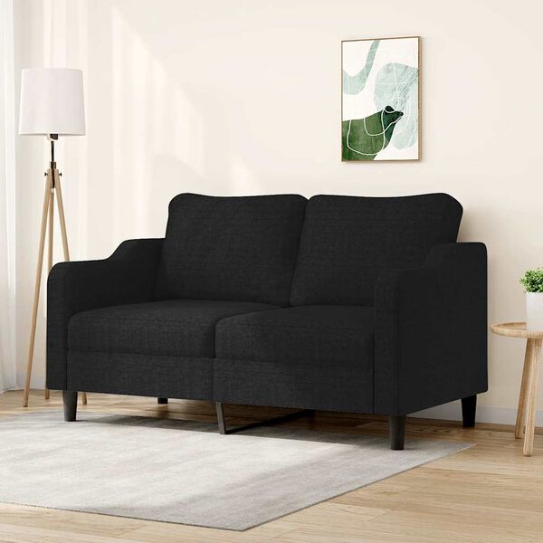 vidaXL Canap&eacute; &agrave; 2 places Noir 140 cm Tissu