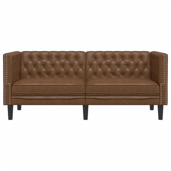 vidaXL Canapé à 2 places Chesterfield marron similicuir daim