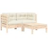 vidaXL Salon de jardin 3 pcs avec coussins cr&egrave;me Bois de pin massif