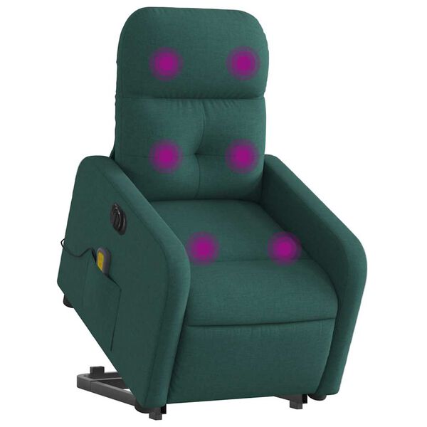 vidaXL Fauteuil inclinable de massage &eacute;lectrique vert fonc&eacute; tissu