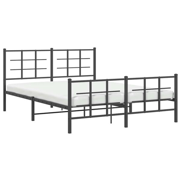 vidaXL Cadre de lit m&eacute;tal sans matelas avec pied de lit noir 150x200cm