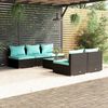 vidaXL Salon de jardin 6 pcs avec coussins r&eacute;sine tress&eacute;e noir