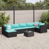 vidaXL Salon de jardin 8 pcs avec coussins noir r&eacute;sine tress&eacute;e