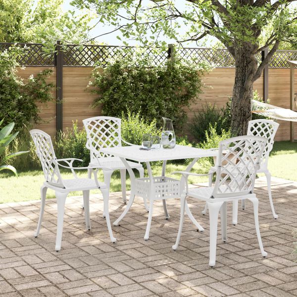 vidaXL Ensemble à manger de jardin 5 pcs blanc aluminium coulé
