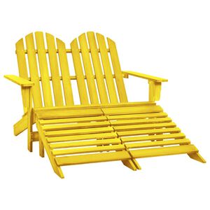 vidaXL Chaise de jardin Adirondack 2 places et pouf sapin massif jaune