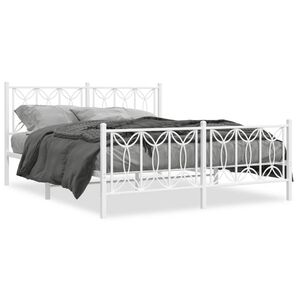 vidaXL Cadre de lit métal sans matelas et pied de lit blanc 150x200 cm