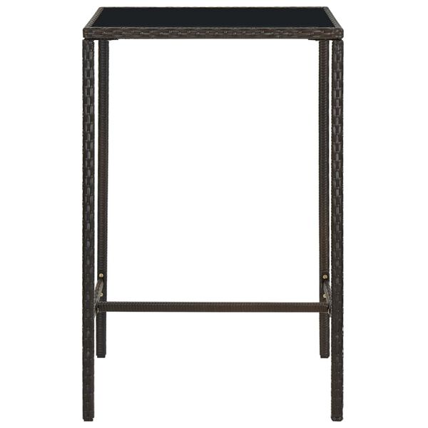 vidaXL Table de bar de jardin Marron 70x70x110 cm R&eacute;sine tress&eacute;e verre
