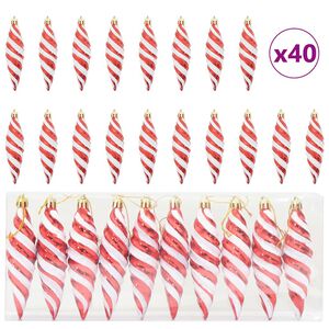 vidaXL Boule en forme de spirale de Noël 40 pcs Rouge
