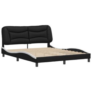 vidaXL Cadre de lit sans matelas Hvar noir et blanc 152x203 cm similicuir