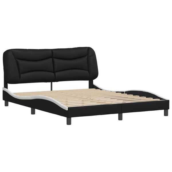 vidaXL Cadre de lit sans matelas Hvar noir et blanc 152x203 cm similicuir