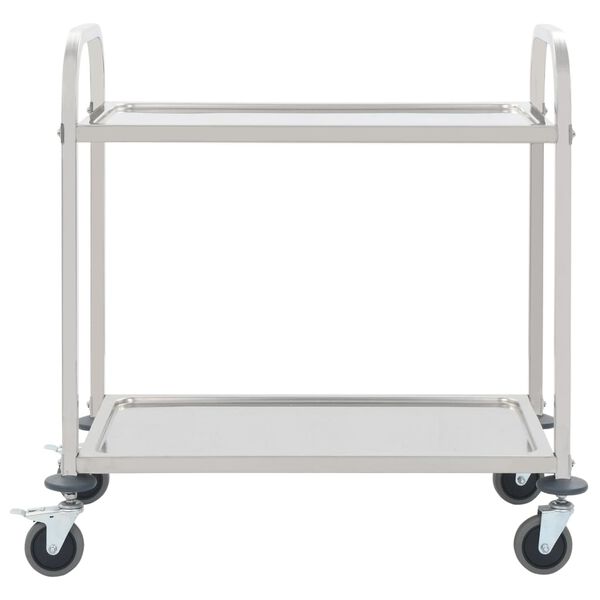 vidaXL Chariot de cuisine &agrave; 2 niveaux 96,5x55x90 cm Acier inoxydable
