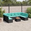 vidaXL Salon de jardin 10 pcs avec coussins noir r&eacute;sine tress&eacute;e