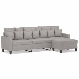 vidaXL Canap&eacute; &agrave; 3 places avec repose-pieds Gris clair 210 cm Tissu