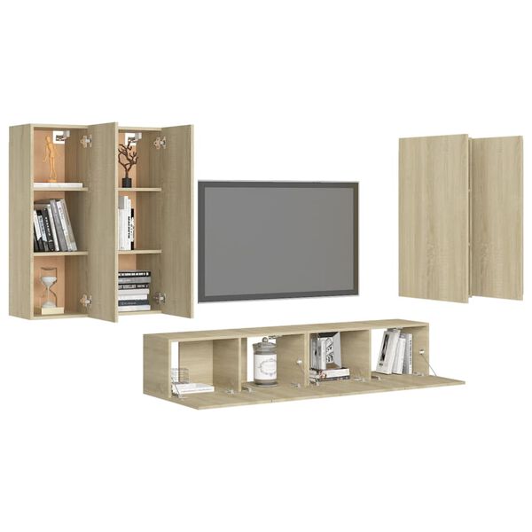vidaXL Ensemble de meuble TV 6 pcs Ch&ecirc;ne sonoma Bois d'ing&eacute;nierie