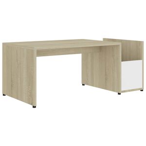 vidaXL Table basse Blanc et chêne sonoma 90x45x35 cm Bois d’ingénierie